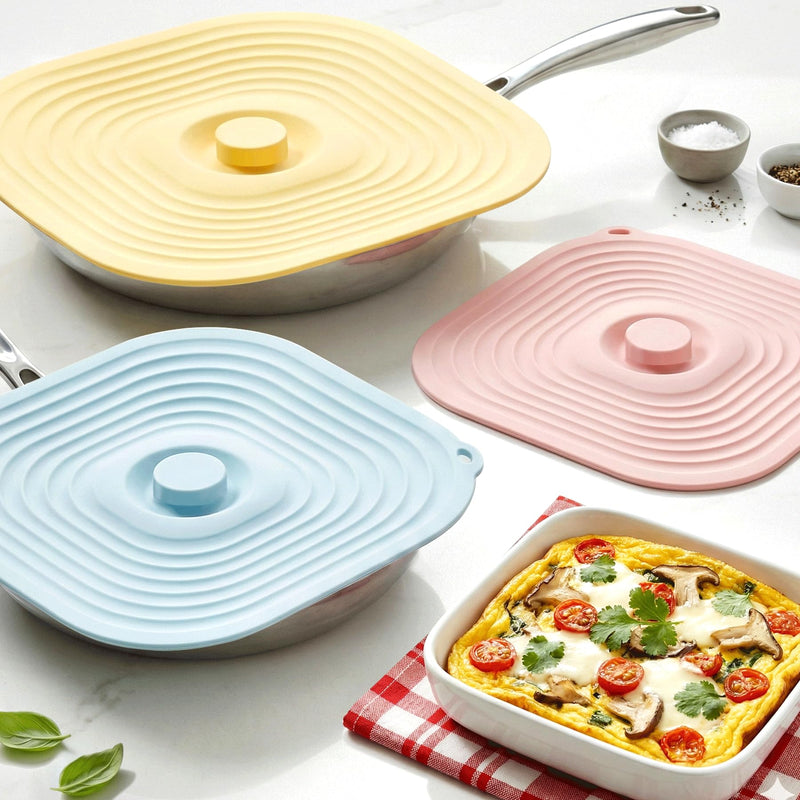 Microwave Splatter Cover for Food, 5 Pack Silicone Reusable Lids, Airtight Suction Covers for Bowls Cups Pots Pans Skillets, Heat Resistant BPA-Free, Microwave Oven Fridge Dishwasher Safe 5 Pcs