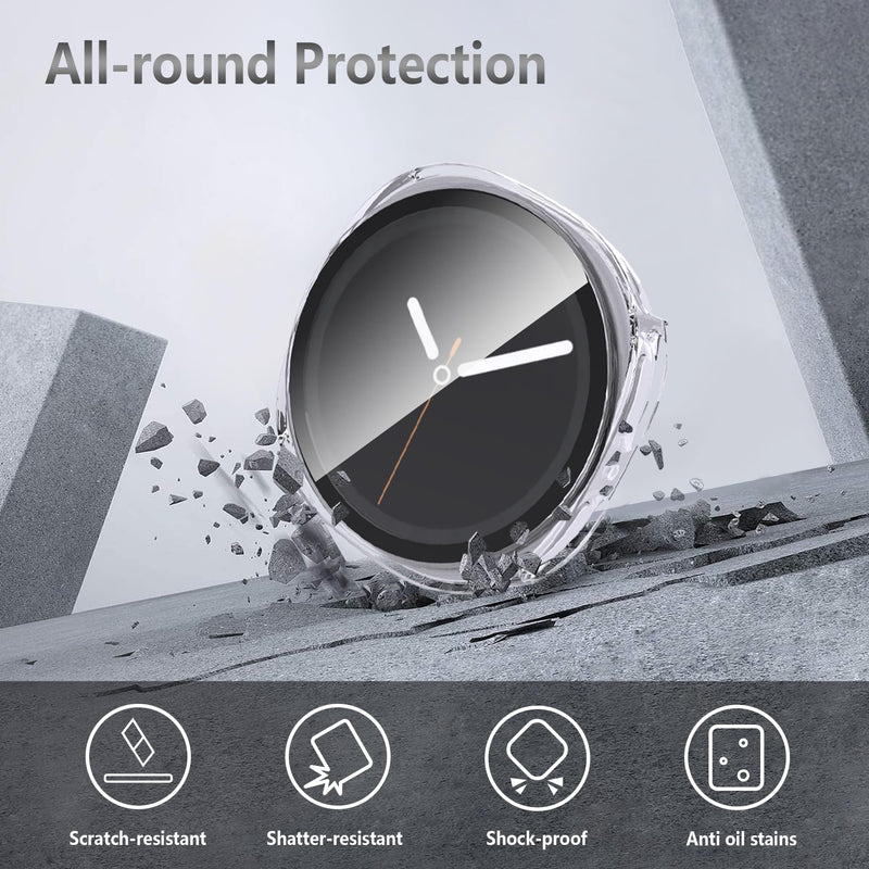 [5+5 Pack] for Samsung Galaxy Watch 9/8 40mm Case, Shockproof Hard PC Bumper+HD Anti-Fog Tempered Glass Protective Film,Waterproof Face Cover Set for Galaxy Watch 9 40mm Accessories. Samsung Galaxy Watch 9 40mm