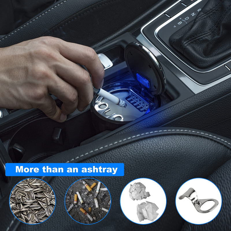 Car Mini Ashtray with Lid Easy Clean Up Detachable Auto Ashtray for Most Car Cup Holder Home Office Black 2
