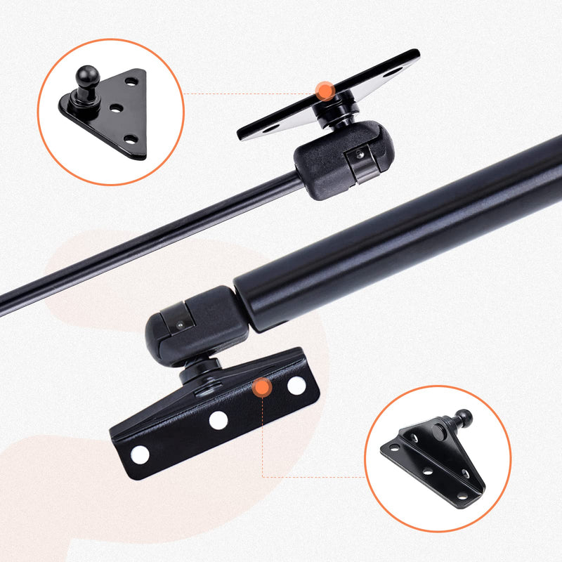 10MM Mounting Bracket, Gas Strut Spring Ball Stud, 2 Angled L-Type Mounts and 2 Flat-Type Mounts with 16 Screws, for Lift-o-mat Gas Shock Mounting Kits, Black by PAMAGOO 10mm