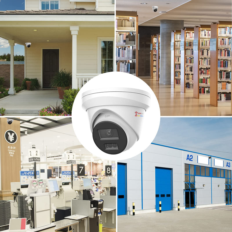 Anpviz 5MP PoE IP Camera with Audio, Full Metal Turret Security Camera Outdoor with Human Vehicle Detection, Smart Color Night Vision, 3072x1728@20fps, 114° FOV, WDR, IP67 Waterproof (H Series) 5MP White