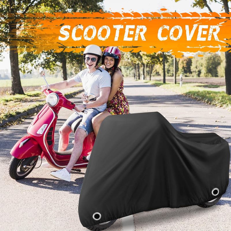 Scooter Cover, Waterproof Moped Cover, Vespa Cover, Outdoor Windproof and UV, for 72" Long Yamaha Honda Ruckus Motorbike Cover (Black) Black S-72 inch