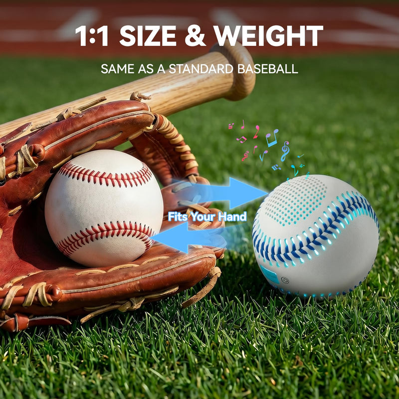 Glow Baseball Bluetooth Speaker, Blue | Portable Wireless, Sync-to-Music LED Lights, IPX7 Waterproof, Outdoor Speaker