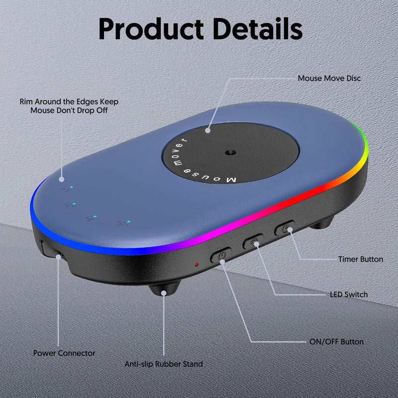Ultra Slim Mouse Mover with Adjustable Interval Timer, Undetectable & Noiseless Jiggler Simulates Realistic Movement, Driver-Free Shaker for Keeping The PC Active and Secure.