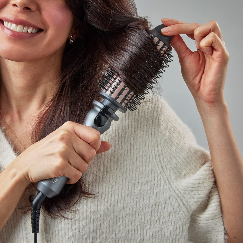 Remington Keratin Protect Hot Hair Brush, 45mm, for Body and Blow-Dry Style | Keratin & Almond Oil Infused Ceramic Barrel, heated 45mm mixed bristle brush adds volume, 120°C-180°C, CB65A458 Rose Gold