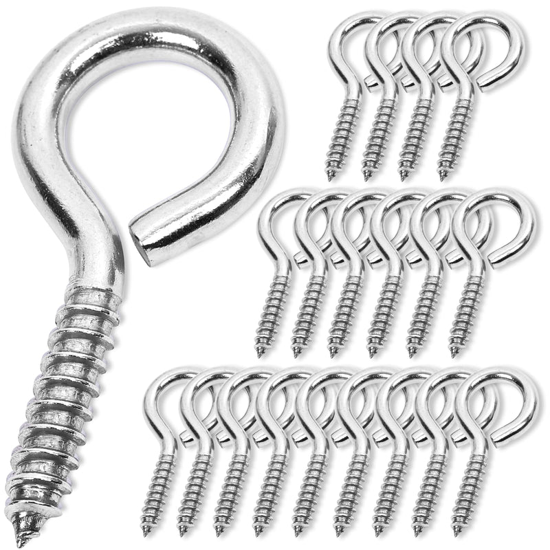 40PCS 2.5 inches Screw Eyes M6 304 Stainless Steel Eye Screws, Heavy Duty Screw, Eye Hooks Screw Eye Bolts Eye Hooks Screw, Indoor & Outdoor Uses (40, M6-2.5inch) 40