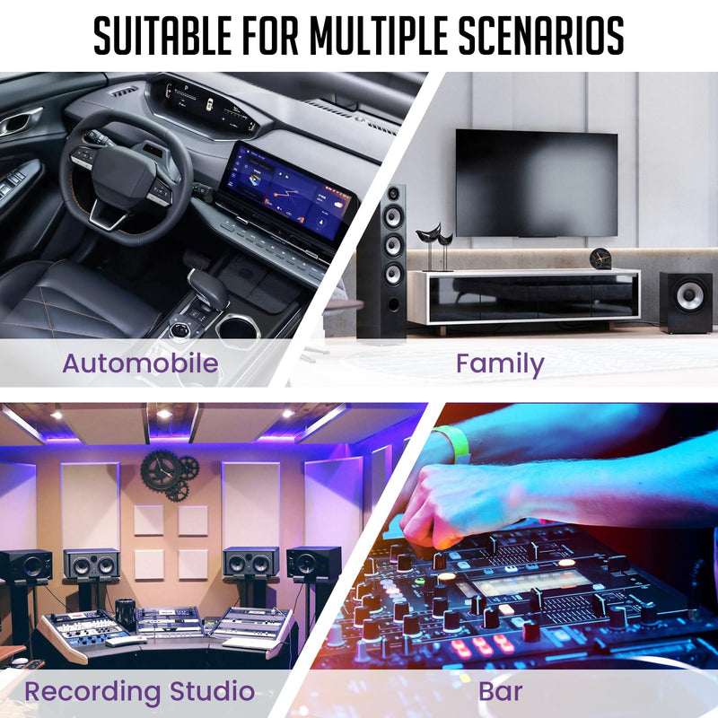 1Set Universal Car RCA Level Controller Amplifier, Audio Level Bass Boost Volume Control Knob with 4 RCA Male Connector and 1 Foam Tape for Car Motorcycle Speakers Home Theater 1 SET