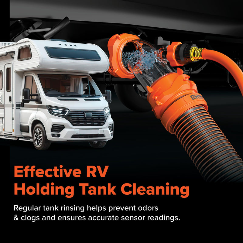 Camco Rhino Blaster RV Tank Rinser with Backflow Preventer RV Accessories for Toilet and Waste Tank Cleaning - Essential Camper Supplies for Odor Control and Sensor Maintenance - (39080) Without Gate Valve Standard Packaging