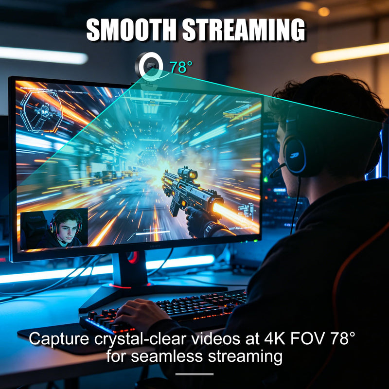 4K Webcam with Ring Light, PDAF Autofocus Web Camera for Desktop Computer | SIWOTECH Streaming Camera, 4K Webcam for PC, Built-in Privacy Cover, Dual Omnidirectional Mics, USB Plug-and-Play for Zoom