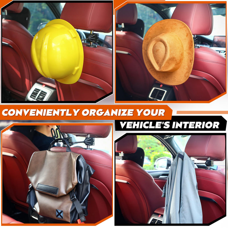 Feekoon 1 Pcs Hard Hat Hanger, Hard Hat Holder for Truck SUV Car Seat to Keep Cap Shape, Car Seat Back Organizers for Caps Clothes Cowboy