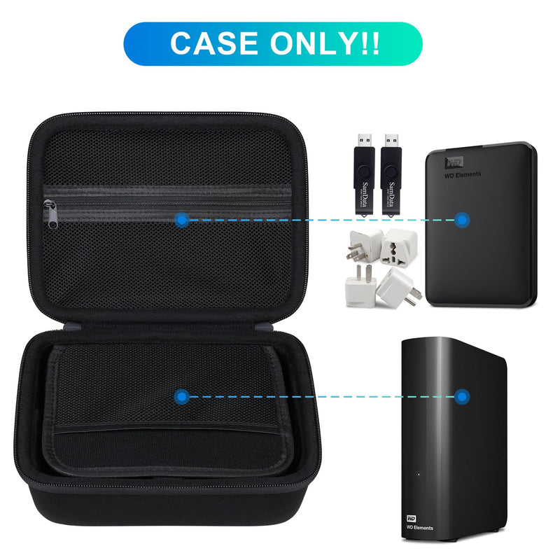 BOVKE Hard Drive Case for WD Elements My Book Seagate Expansion Desktop External Hard Drive HDD 6TB 8TB 10TB 12TB 14TB 16TB 18TB 20TB, 3.5 Inch Portable Desktop HDD Carrying Case, Black+Black