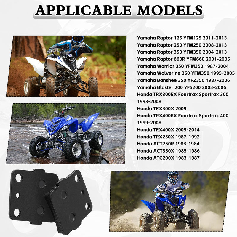 400EX Rear Brake Pads for Honda TRX400X 300EX for Yamaha Raptor 350 660R Banshee Warrior Wolverine 350 Blaster for Kawasaki klx140 kx85 kx100 kx80 kx112 Heavy Duty