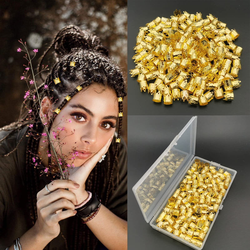 120 PCS Crown Dreadlock Hair Jewelry for Women Braids, Gold Hair Accessories, Adjustable Cuffs, Hair Beads, Iron Braiding Hair Rings, Silver Decoration Clips (C, 10mm x 10mm, 120 Pieces) C