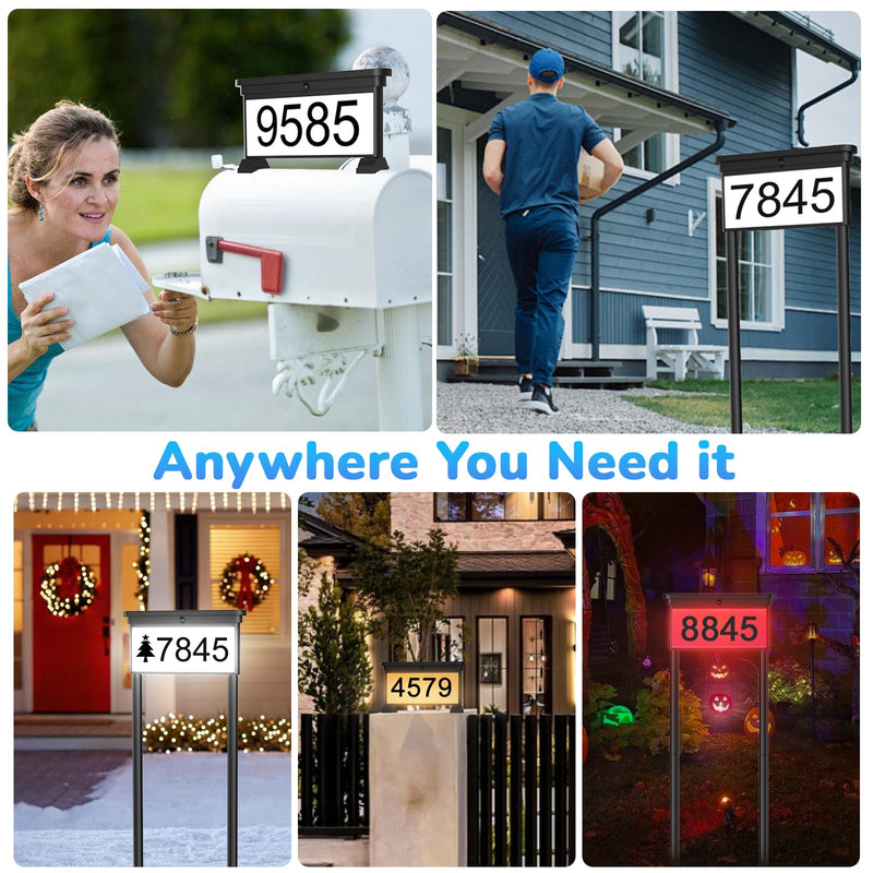 Solar House Numbers For Outside，with Ground Stake - Solar Powered Waterproof LED Light for Outdoor House Number Sign