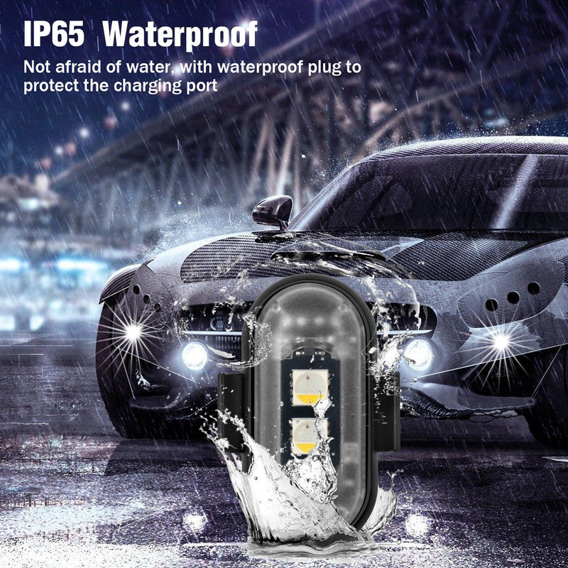 4PCS Wireless LED Strobe Lights with Remote Control, 8 Colors Rechargeable Led Lights Anti-Collision LED Emergency Warning Lights for Car Motorcycle Bike Drone Aircraft 4pcs