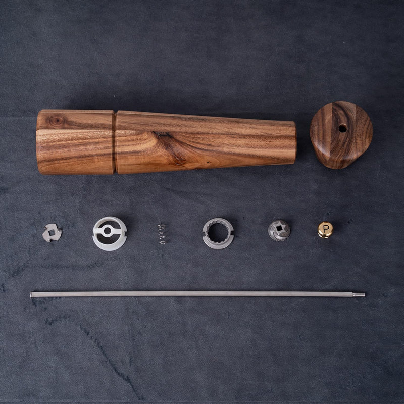 Pepper Grinder, Pepper Mill with Adjustable Stainless Steel, Acacia Wood, 32 cm / 12 inch Height, Bottom Dia: 6 cm, Upper Dia: 5.5 cm (Tray is NOT Included)
