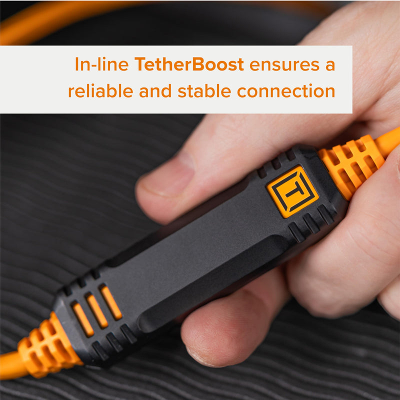 TetherPro Optima 10Gbps Gen 2 USB-C, 15' (4.6m), Straight to Right, High-Visibility Orange 15' (4.6m)