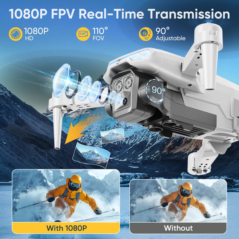 1080P Drone with Camera for Kids & Adults Beginners, Foldable FPV Quadcopter with One Key Takeoff/Landing, Gesture Control, 360° Flips, 2 Batteries, Toy Gift for Teen Boys and Girls