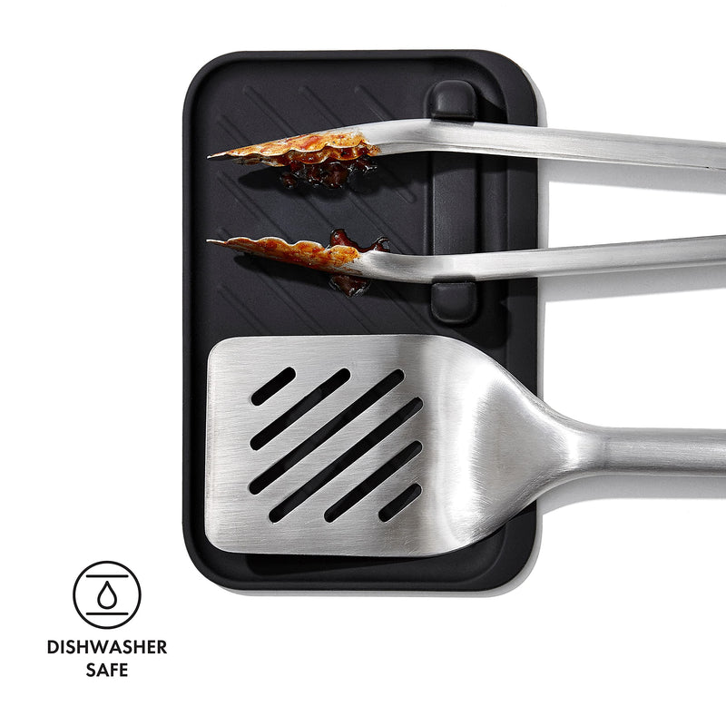 OXO Good Grips Grilling Tools, 3pc Set-Tongs, Turner Rest, Black 3pc Set - Tongs, Turner and Tool Rest