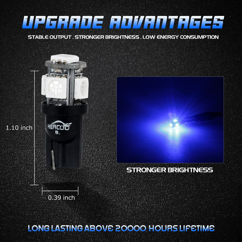 HERCOO Speedometer Odometer Gear Repair Kit New Speedo Gear Cluster Bule LED Light Bulbs for Dash Instrument Gauge Compatible with Ford Mustang 1994 1995 1996 1997 1998
