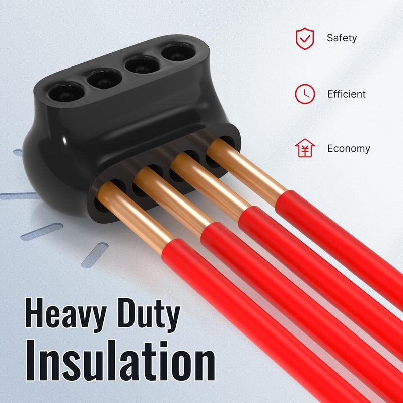 RVBOATPAT Single-Sided Entry 4 Port Insulated Connector Multi Tap Connector 4-14 AWG Aluminum to Copper Wire Connectors Slotted Allen Hex - 6 Pack 6PCS 4 port 4-14 AWG