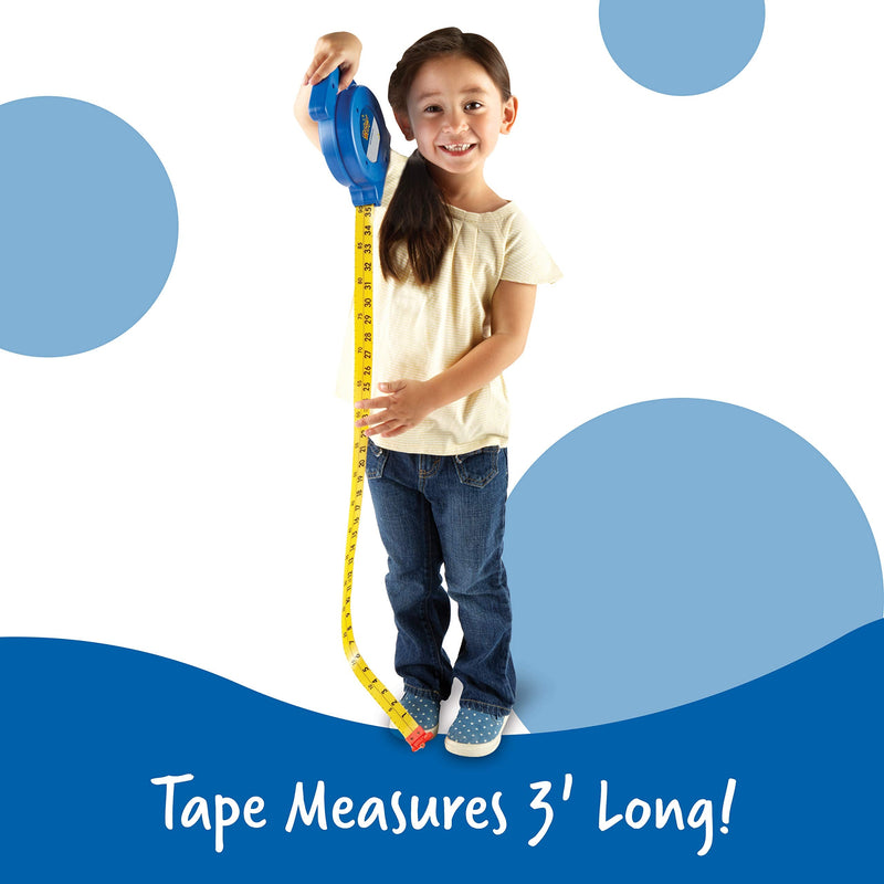 Learning Resources Pretend Play 3" Long Tape Measure - Kids Construction Toys, Preschool Activities, Pretend Play For Toddlers , Height Measurement Counting Tool, Fine Motor Skills, Homeschool Tape Measure, 3 Feet