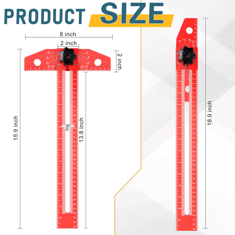 Woodworking Scriber Marking Line Ruler，Adjustable Aluminum Alloy Sliding T-Square Ruler，Precision Line Drawing with Angle Adjustment, Tool for Engineering, Architecture ，Design Drawing