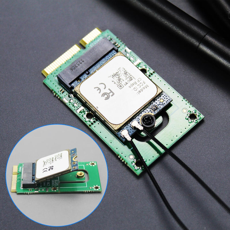 GLOTRENDS WA03 M.2 Key E to Mini PCIe WiFi Adapter for M.2 WiFi 4/5/6/6e/7/Coral TPU Module, with 3.5-dBi SMA Antenna Kits