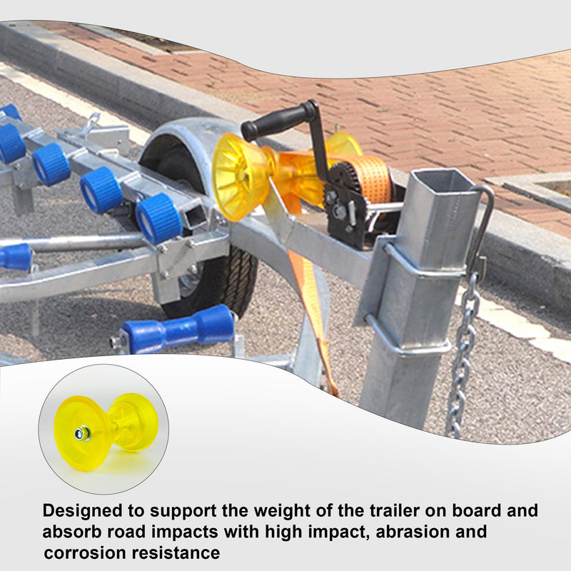 3" Boat Trailer Roller Assembly with Spoke fits 1/2" Shaft, Boat Bow Roller fits 3 inch Wide Bracket