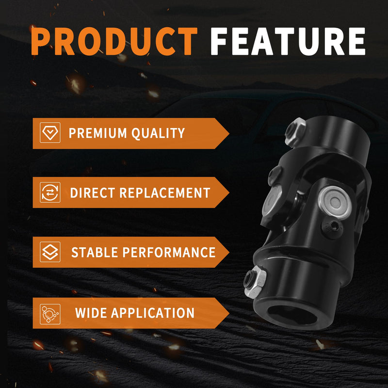 3/4 "DD x 3/4 "DD U-Joint Black Single Steering Shaft Universal Joint 35 Degree, Total Length:83 mm