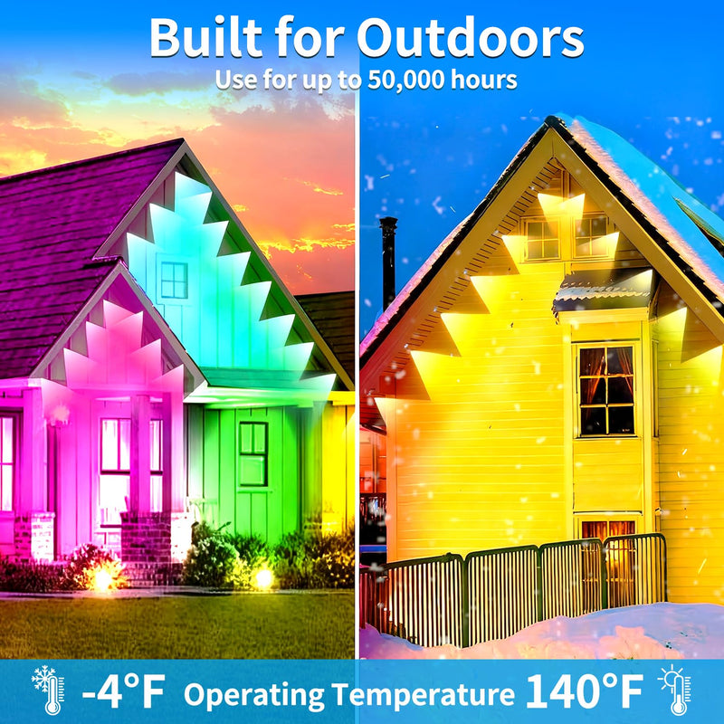 60ft Permanent Outdoor Light, RGB Outdoor eave Lights with APP & Remote Control,Music synchronisation IP67 Waterproof LED eave Light,Suitable for Party, Daily,Halloween,Christmas,Rooftop,Garden,Patio 60FT