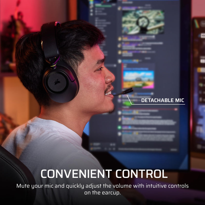 Corsair HS35 v3 Wireless Gaming Headset with Mic – Carbon | 2.4GHz & Bluetooth (PC/PS5/PS4/Switch/Mac/Mobile), Lightweight Comfort, Dolby Atmos