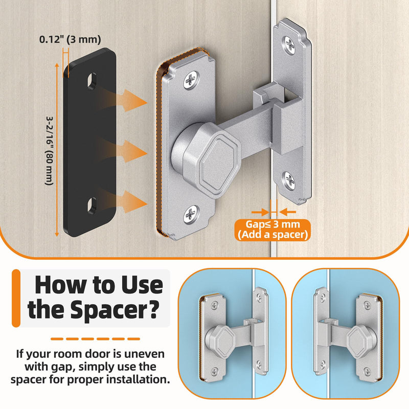 90 Degree Barn Door Lock - Aluminum Alloy Security Flip Sliding Door Lock, Anti-Theft Gate Latch for Barn, Bedroom, Fence, Shed (Silver-4 Pcs) Silver-4 Pcs