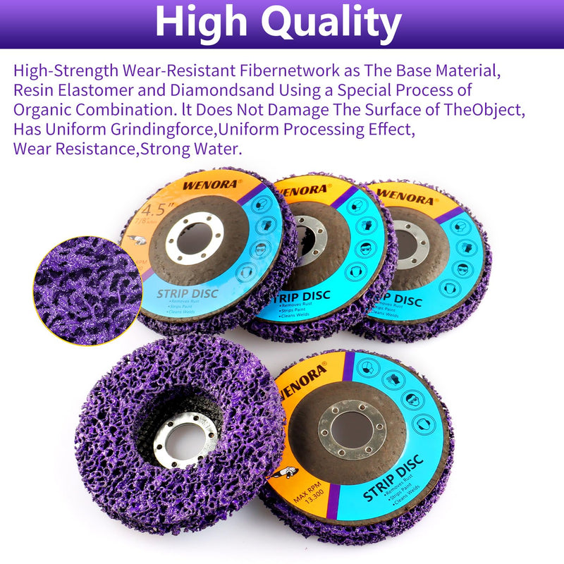 10 Pack Strip Discs Stripping Wheel for Angle Grinder, 4-1/2" x 7/8" Rust Remover Discs, Clean and Remove Paint Coating Rust Welds Oxidation(Purple) 10 4-1/2'' x 7/8''-Purple