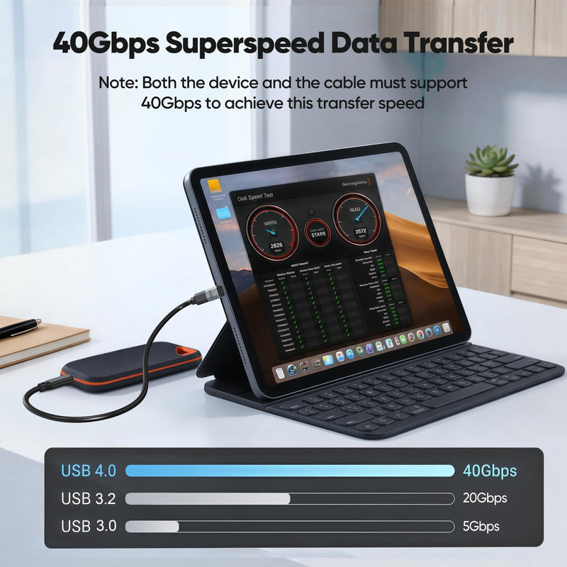 90 Degree USB C Adapter Flat 2Pack, 40Gbps/240W Thunderbolt4 Right Angle | 8K@60HZ Video Type C Male to Female USB4 Extender Adapter Kit for Steam Deck, Switch 2, ROG Ally, Laptop, Docking, Quest 3 90 Degree