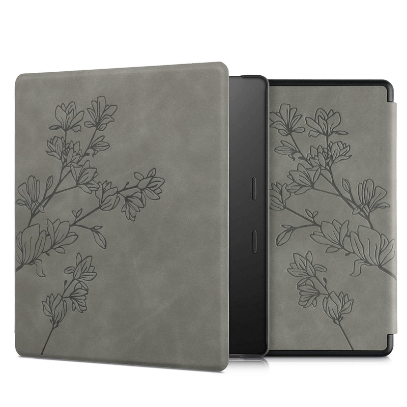 kwmobile Cover Compatible with Amazon Kindle Oasis 10. Generation Cover - eReader Case - Magnolias Grey Magnolias 22