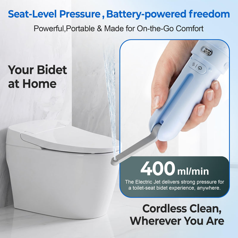 Portable Bidet for Travel | Bathroom - Rechargeable Electric Bidet Sprayer with 3 Pressure | Waterproof for Ultimate Personal Hygiene Cleaning at Home Office and Camping (Blue) Blue