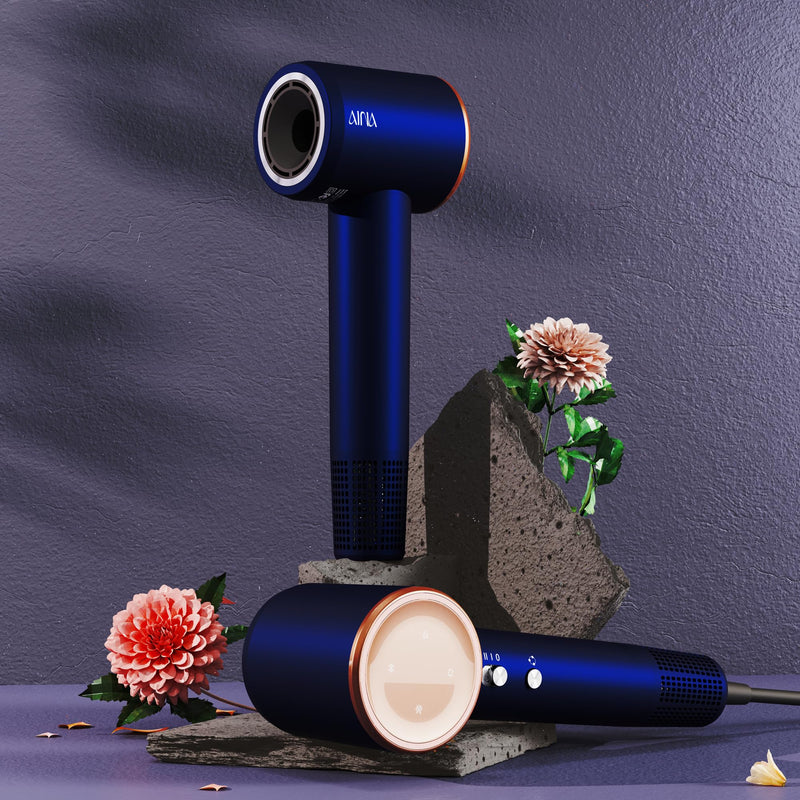 AINA High Speed Hair Dryer with Diffuser Comb | Brushless motor | Ionic | Lightweight | Compact Size | Magnetic Attachments 3a Blue