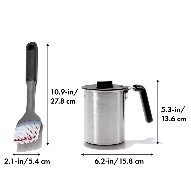 OXO Good Grips Grilling Tools, Basting Pot and Brush, Black