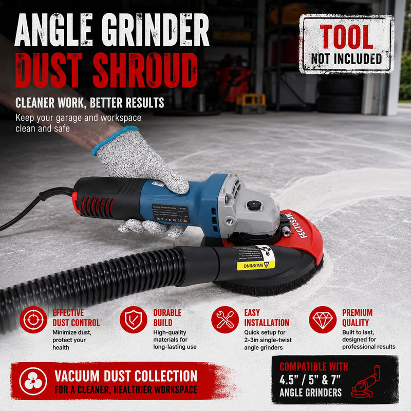 Dust Shroud for Angle Grinder with Diamond Grinding Cup Wheel, 4.5–5 Inch & 7 Inch, Universal Concrete Surface Grinding Tool for Marble and Granite (5-inch Dust Shroud + Grinding Wheel) 5-inch Dust Shroud + Grinding Wheel