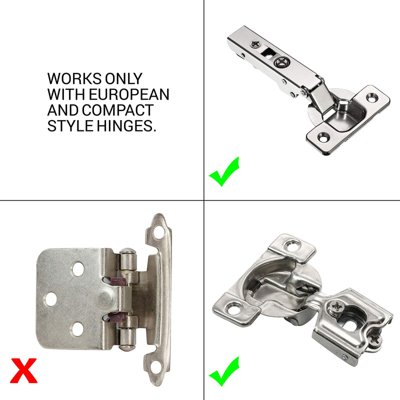 25 Pack Rok Hardware Soft Close Damper for Cabinet Doors/Compact/SoftClose Cabinet Adapter/Hardware/Hinge Polished Nickel Finish, SCD103 25 Pack