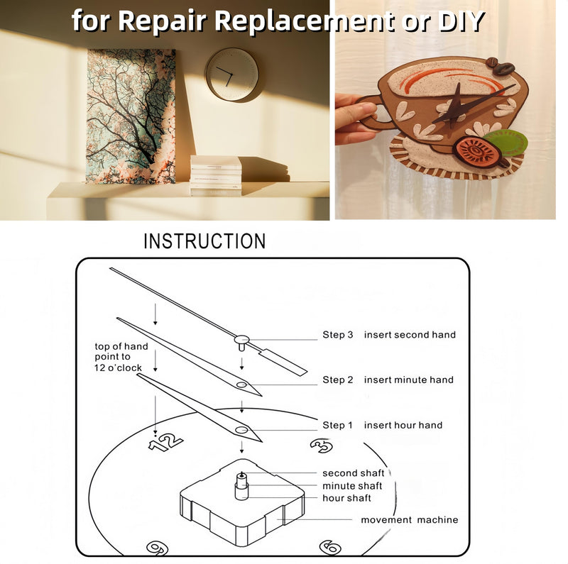 15 Packs Clock Mechanism Replacement Kit with 16 Pairs Clock Hands, Quartz Clock Movement Replacement, Clock Movement Motor Kit for Clock Repair, Replacement, DIY and Custom Clock 15 Packs Clock Mechanism with 16 Pairs Clock Hands