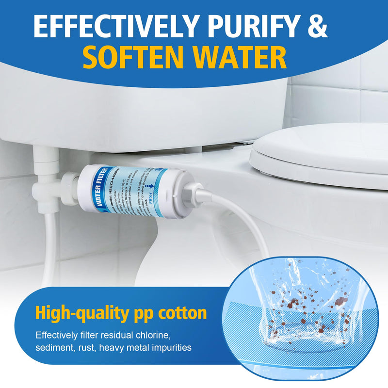 4 Pack Bidet Water Filter and Adapter for Electric Bidet Toilet Seats, Reduce Mineral Deposits & Soften Hard Water, Essential Protection for Smart Toilet, Compatible with 1/2", 3/8", 1/4" Hoses 4