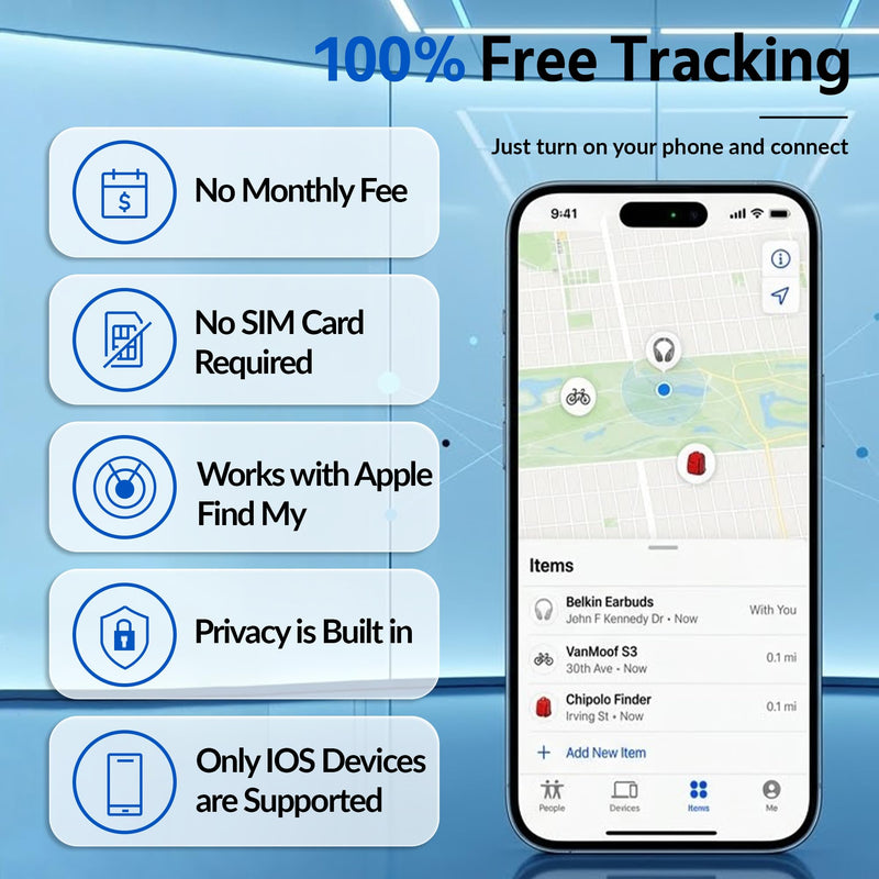 GPS Tracker for Vehicles, Real-Time Tracking for Cars, Magnetic, iOS Only | No Monthly Fee or SIM Card, Works with Find My; IP68 Waterproof, 365-Day Battery for Cars, Motorcycles and Bikes, Black 1PCS