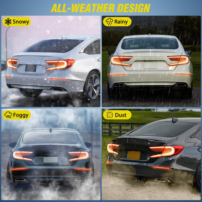 Nilight Rear Bumper Tail Light Compatible with 2018 2019 2020 2021 2022 Honda Accord 10th Smoke Lens LED Reflector Rear Bumper Lamp Brake Turn Signal Sequential Flashing Driving Taillights Replacement Honda Accord 10th 2018-2022