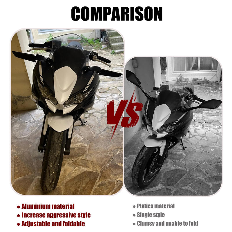  [AUSTRALIA] - Motorcycle Mirrors Stealth Wind Wing Side Rearview Mirrors Compatible With Kawasaki Ninja 650 2025 Ninja 500 Ninja 400 300 ZX6R ZX10R ZX4RR ZX14R Suzuki GSXR 1000 600 750