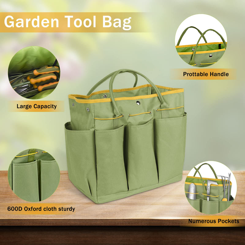 Garden Tool Set, WisaKey 9 Piece Stainless Steel Heavy Duty Gardening Hand Tools Durable Garden Tool Bag Gardening Gifts for Women and Men Fathers Day for Dad Husband