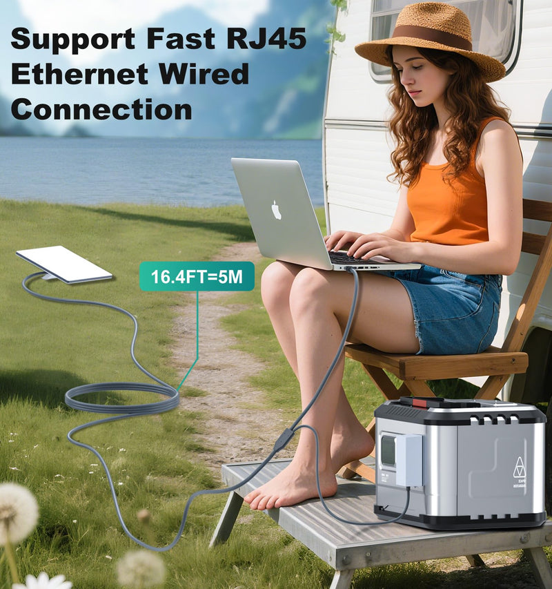 HanCenDa 2 in 1 for Starlink Mini Ethernet Cable 16.4FT/5M, for Starlink Mini Cable + RJ45 Ethernet Cable, DC to DC, DC to C Power Cable Relacement Waterproof Accessries for Boat, Car