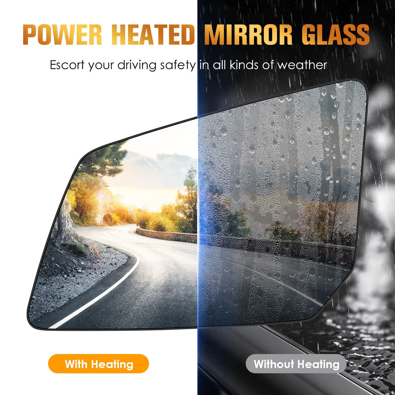 Driver Left Side Heated Mirror Glass Replacement Fits for GMC Acadia, for Saturn Outlook, for Chevrolet Traverse 2007-2016 Replaces for 15951926 33223 25990002 GM1324124 Driver Left Side