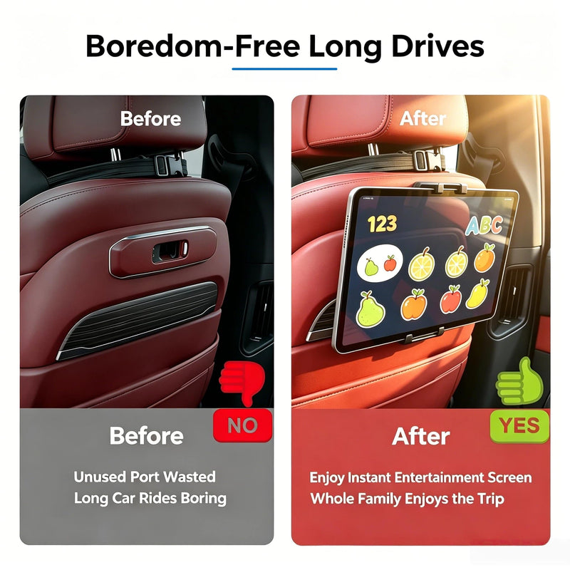 Car Tablet Holder for BMW X3 X5 X6 5/7-Series iX I20 G05 I5 G06 G60 G61 G70 G45, BackSeat Tablet Headrest Mounts 360° Rotation Strong Gravity Clamp Trip Travel Essentials Accessories for phones, Black